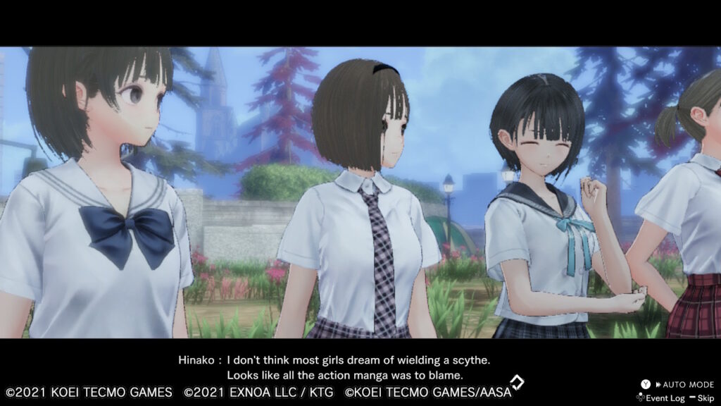 Hinako: I don't think most girls dream of wielding a scythe. Looks like all the action manga was to blame.