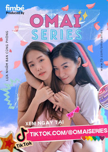 Promotional image for the TikTok version of Omai Series, showing Omai (left) and Mina (right) hugging her.