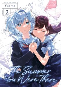 Volume two cover. Kaori hugs Shizuku from behind.