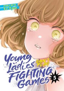 Volume 5 cover. Tamaki, a girl with light brown hair and yellow eyes stares at the viewer, tears in her eyes, looking stricken. 