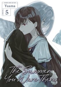 Volume 5 cover. Shizuku and Kaori are embracing, looking pensive. 